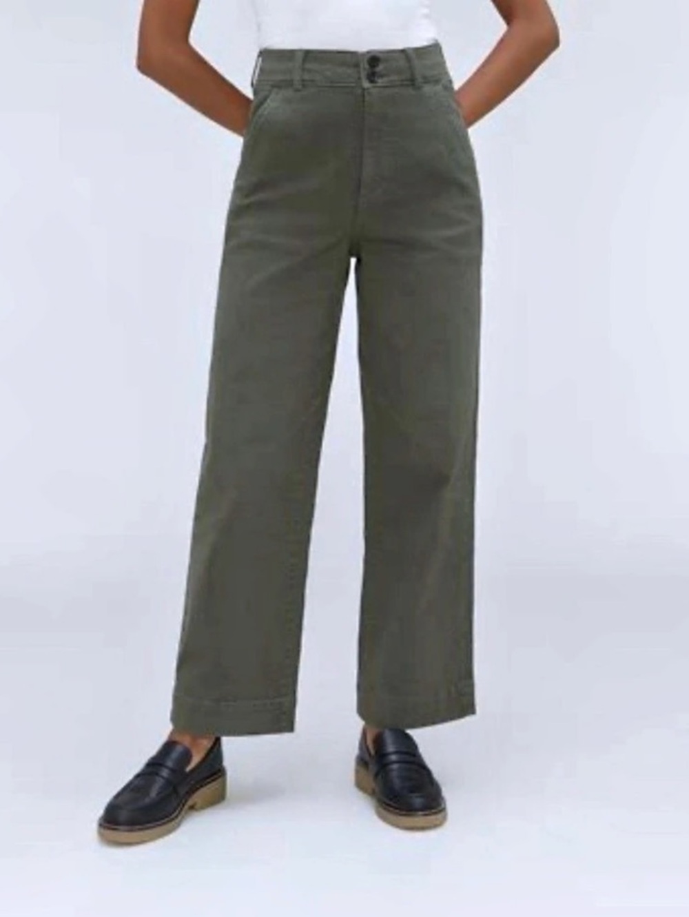 Everlane Wide Leg Crop Pants Green Size 14